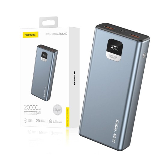 Foneng Power Bank GT200 with 3 Outputs 20000mAh 22.5W Metallic Gray Foneng Power Bank GT200 with 3 Outputs 20000mAh 22.5W Metallic Gray